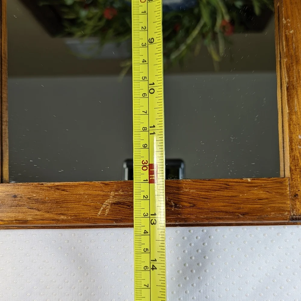 Vintage 80s Oil Painting On Mirror Oak Frame Bob Ross Style